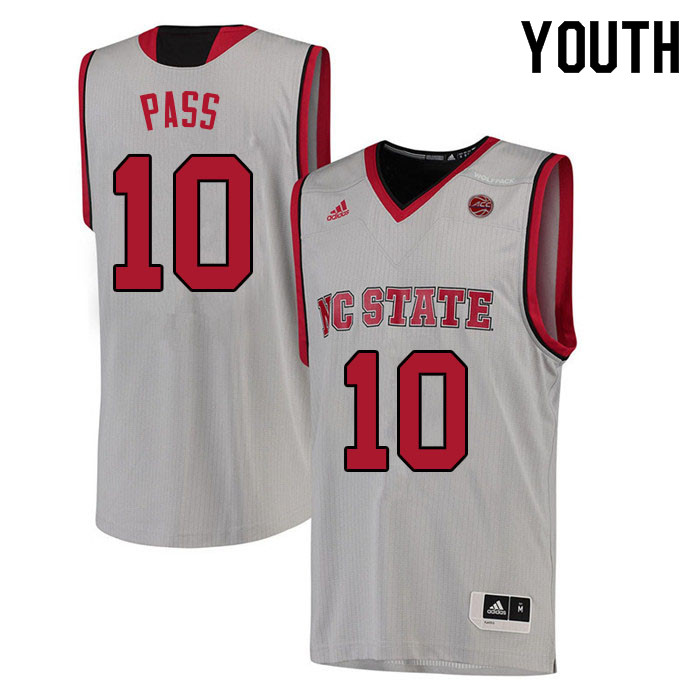 Youth #10 Breon Pass NC State Wolfpack College Basketball Jerseys Sale-White